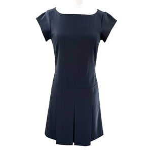 Pink Tartan navy drop hem pleat dress sz 0 Y2K